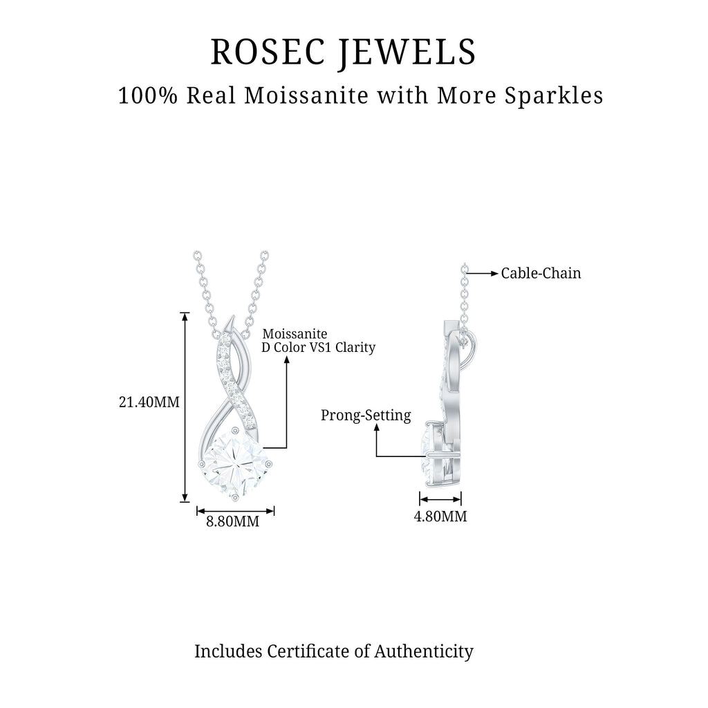 3.25 CT Round and Cushion Cut Moissanite Infinity Pendant Moissanite - ( D-VS1 ) - Color and Clarity - Rosec Jewels
