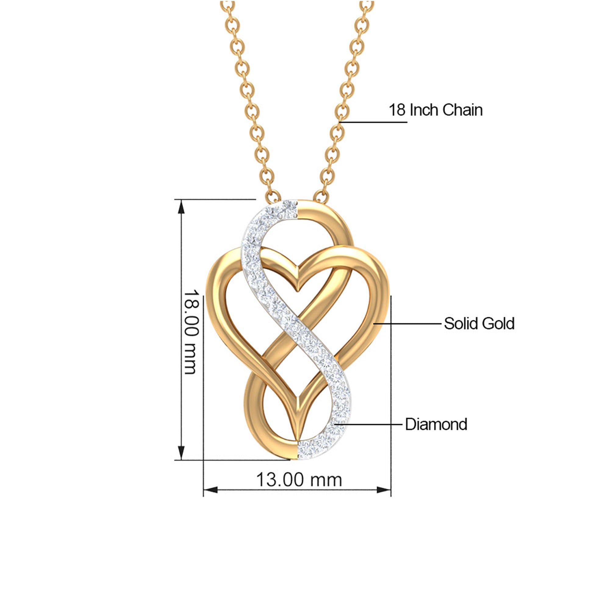 Diamond Infinity Heart Necklace for Women Diamond - ( HI-SI ) - Color and Clarity - Rosec Jewels