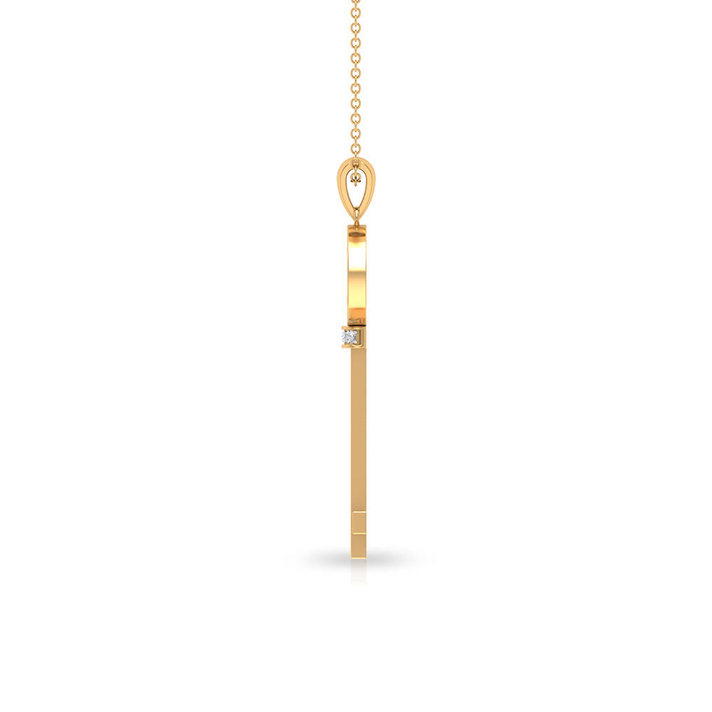 Classic Zircon Key Pendant Necklace Zircon - ( AAAA ) - Quality - Rosec Jewels