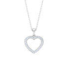 Round Cubic Zirconia Open Heart Pendant Zircon - ( AAAA ) - Quality - Rosec Jewels