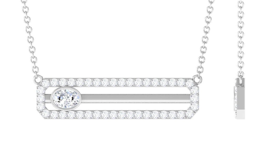 3/4 CT Certified Moissanite Gold Bar Necklace Moissanite - ( D-VS1 ) - Color and Clarity - Rosec Jewels