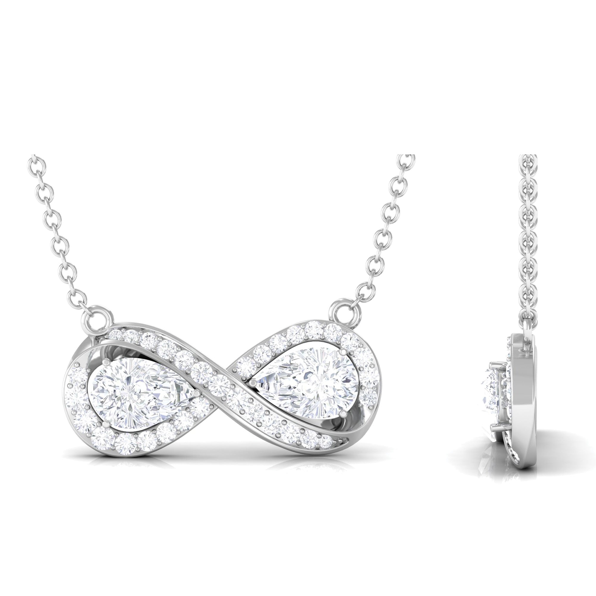 Pear Shape Moissanite Infinity Necklace Moissanite - ( D-VS1 ) - Color and Clarity - Rosec Jewels