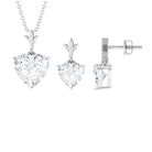 Heart Shape Moissanite Solitaire Jewelry Set Moissanite - ( D-VS1 ) - Color and Clarity - Rosec Jewels