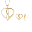 Moissanite Infinity Heart Pendant Earrings Set Moissanite - ( D-VS1 ) - Color and Clarity - Rosec Jewels