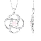 Nature Inspired Rose Quartz and Diamond Flower Pendant Rose Quartz - ( AAA ) - Quality - Rosec Jewels