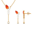 Pear Shape Orange Sapphire and Diamond Jewelry Set Orange Sapphire - ( AAA ) - Quality - Rosec Jewels