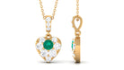 Round Emerald and Moissanite Heart Pendant with Decorative Bail Emerald - ( AAA ) - Quality - Rosec Jewels