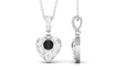 Round Black Onyx and Moissanite Heart Pendant with Decorative Bail Black Onyx - ( AAA ) - Quality - Rosec Jewels