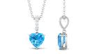 Simple Heart Shape Swiss Blue Topaz Solitaire Pendant with Diamond Accent Bail Swiss Blue Topaz - ( AAA ) - Quality - Rosec Jewels