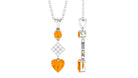 Round and Heart Shape Fire Opal Dangle Pendant with Diamond Fire Opal - ( AAA ) - Quality - Rosec Jewels