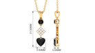 Real Black Onyx and Diamond Heart Dangle Pendant Black Onyx - ( AAA ) - Quality - Rosec Jewels