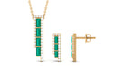 1.75 CT Baguette Cut Emerald Designer Bar Jewelry Set with Diamond Emerald - ( AAA ) - Quality - Rosec Jewels
