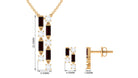 Garnet and Diamond Dangle Jewelry Set Garnet - ( AAA ) - Quality - Rosec Jewels