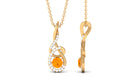 Round Fire Opal and Diamond Twisted Pendant Necklace Fire Opal - ( AAA ) - Quality - Rosec Jewels