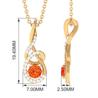 Orange Sapphire Infinity Twisted Pendant with Diamond Orange Sapphire - ( AAA ) - Quality - Rosec Jewels