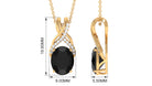 Designer Oval Black Onyx Solitaire Pendant with Diamond Twisted Bail Black Onyx - ( AAA ) - Quality - Rosec Jewels