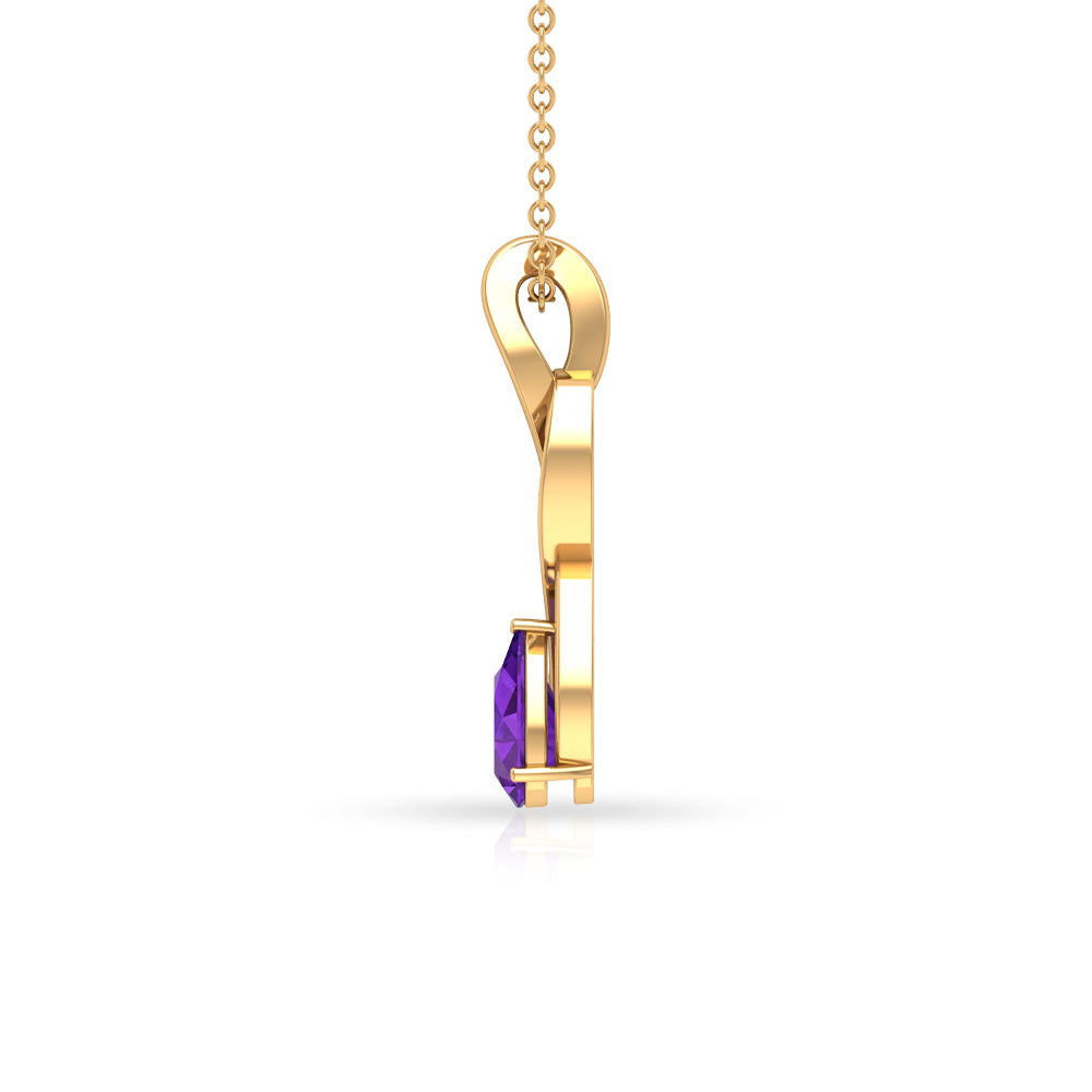 Pear Cut Amethyst and Diamond Infinity Pendant Necklace Amethyst - ( AAA ) - Quality - Rosec Jewels