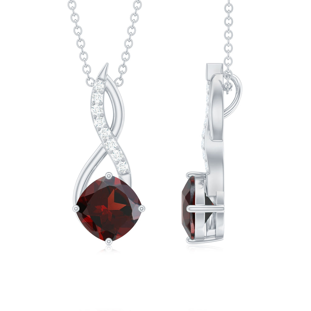 3.50 CT Garnet Solitaire Infinity Necklace with Diamond Garnet - ( AAA ) - Quality - Rosec Jewels