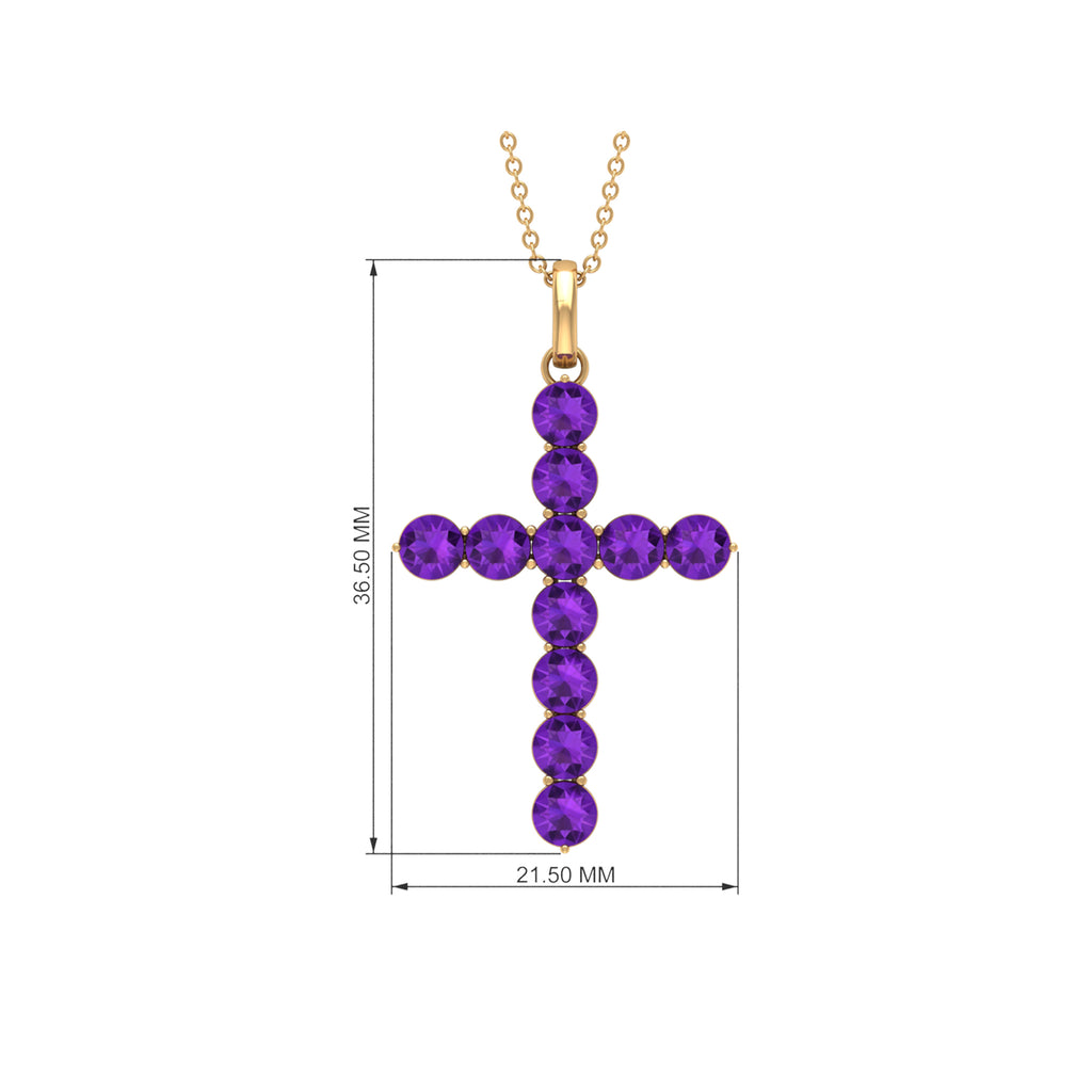Simple Amethyst Holy Cross Pendant Necklace Amethyst - ( AAA ) - Quality - Rosec Jewels