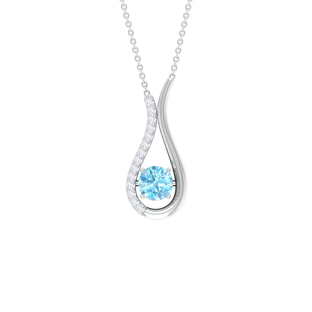 1.25 CT Aquamarine and Diamond Teardrop Pendant Necklace Aquamarine - ( AAA ) - Quality - Rosec Jewels