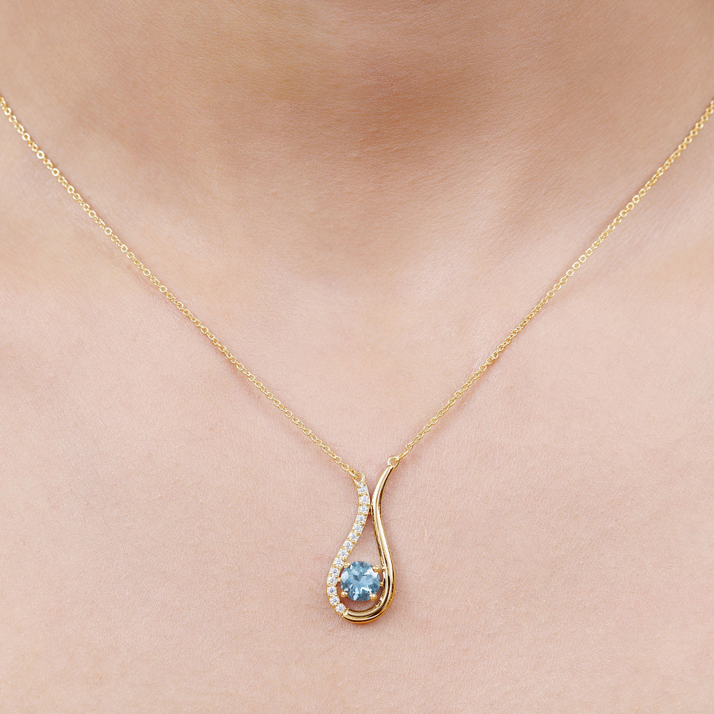 1.25 CT Aquamarine and Diamond Teardrop Pendant Necklace Aquamarine - ( AAA ) - Quality - Rosec Jewels