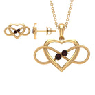 Natural Garnet Heart Infinity Jewelry Set Garnet - ( AAA ) - Quality - Rosec Jewels