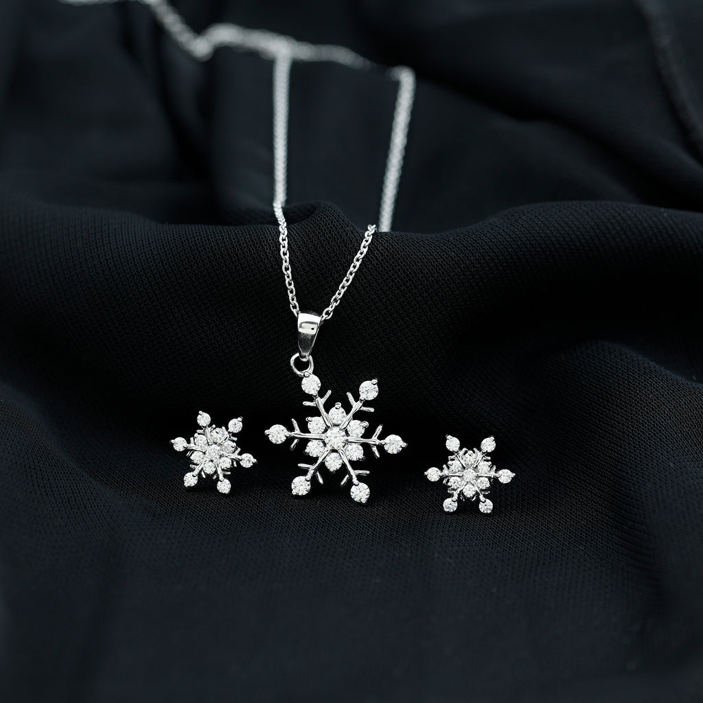 1.5 CT Contemporary Moissanite Snowflake Jewelry Set Moissanite - ( D-VS1 ) - Color and Clarity - Rosec Jewels