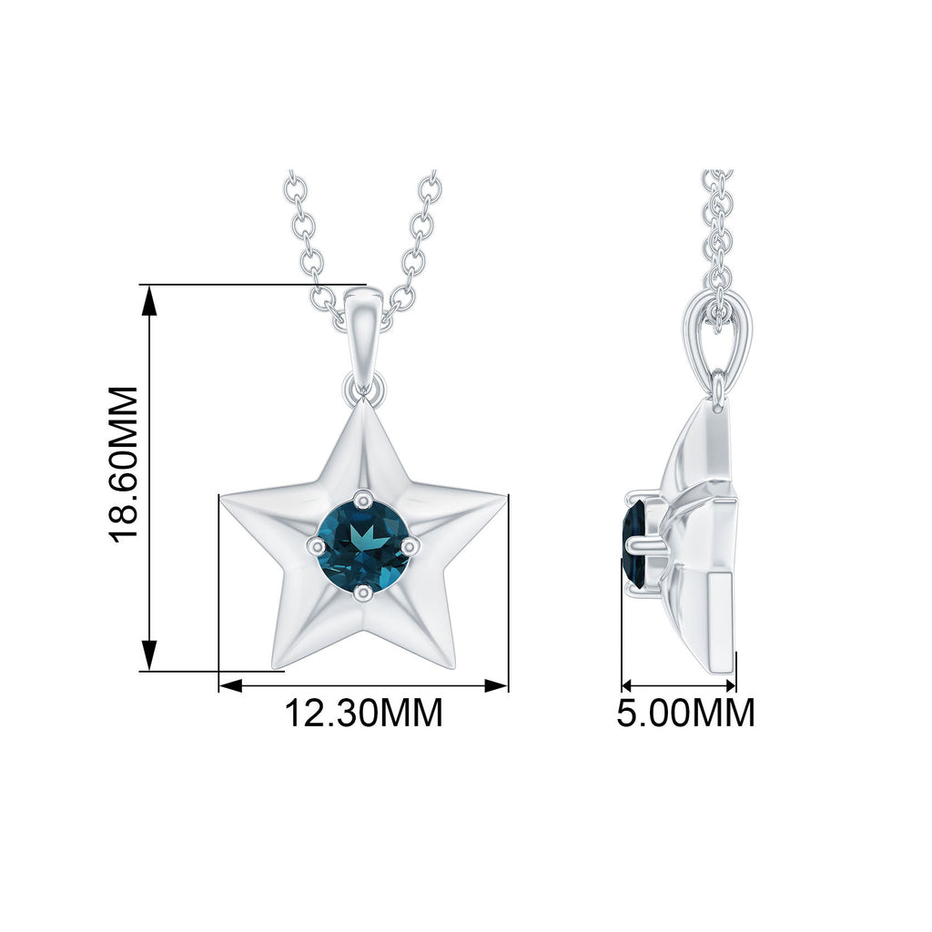 1/4 CT London Blue Topaz and Gold Star Pendant for Women London Blue Topaz - ( AAA ) - Quality - Rosec Jewels