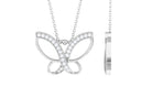 0.25 CT Butterfly Pendant Necklace with Diamond Diamond - ( HI-SI ) - Color and Clarity - Rosec Jewels