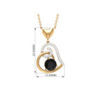 3/4 CT Black Onyx and Diamond Heart Drop Pendant Black Onyx - ( AAA ) - Quality - Rosec Jewels