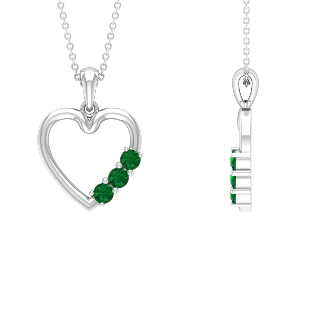 1/2 CT Simple Created Emerald and Gold Heart Pendant Lab Created Emerald - ( AAAA ) - Quality - Rosec Jewels