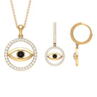 2 CT Black Onyx Evil Eye Jewelry Set with Moissanite Eternity Black Onyx - ( AAA ) - Quality - Rosec Jewels
