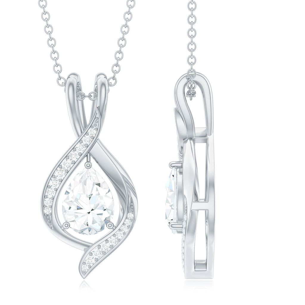 Certified Moissanite Classic Teardrop Pendant Moissanite - ( D-VS1 ) - Color and Clarity - Rosec Jewels