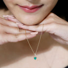 Heart Shape Emerald Pendant Necklace with Diamond Accent Bail Emerald - ( AAA ) - Quality - Rosec Jewels