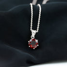 Six Prong Set Round Garnet Solitaire Pendant with Decorative Bail Garnet - ( AAA ) - Quality - Rosec Jewels