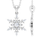 0.5 CT Certified Diamond Designer Snowflake Pendant Necklace Diamond - ( HI-SI ) - Color and Clarity - Rosec Jewels