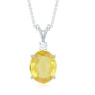 Oval Created Yellow Sapphire and Moissanite Solitaire Pendant Lab Created Yellow Sapphire - ( AAAA ) - Quality - Rosec Jewels