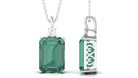 Emerald Cut Solitaire Created Green Sapphire Pendant with Moissanite Lab Created Green Sapphire - ( AAAA ) - Quality - Rosec Jewels