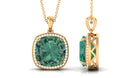 Created Green Sapphire Pendant Necklace with Moissanite Halo Lab Created Green Sapphire - ( AAAA ) - Quality - Rosec Jewels