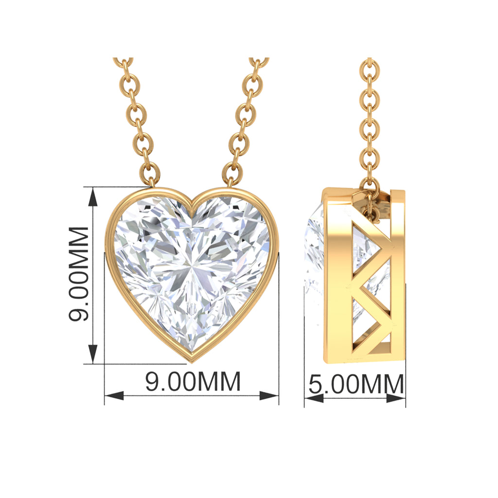 8 MM Heart Shape Moissanite Solitaire Pendant in Bezel Setting Moissanite - ( D-VS1 ) - Color and Clarity - Rosec Jewels