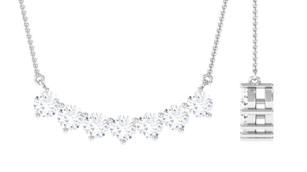 Round Cut Moissanite Seven Stone Curved Necklace Moissanite - ( D-VS1 ) - Color and Clarity - Rosec Jewels