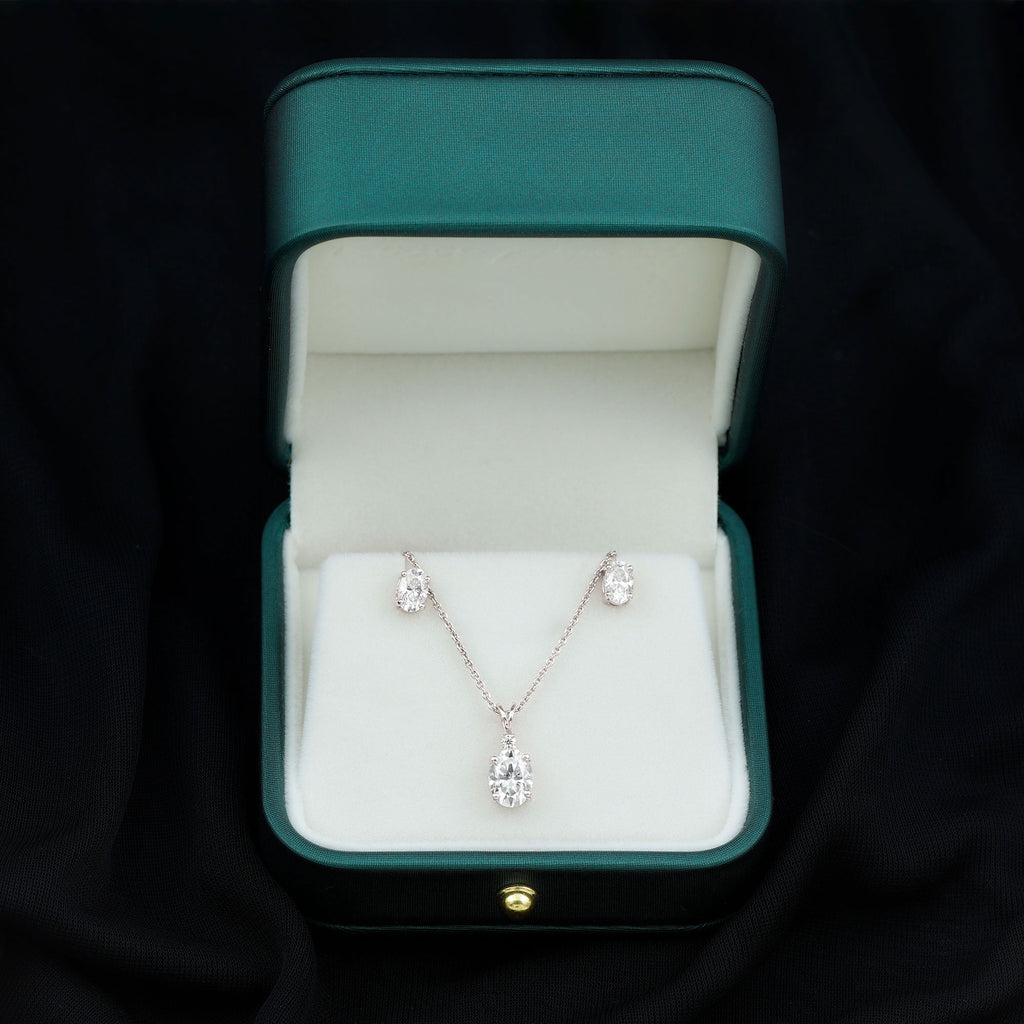 Certified Moissanite Solitaire Jewelry Set Moissanite - ( D-VS1 ) - Color and Clarity - Rosec Jewels