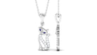 Certified Moissanite Cat Pendant Necklace Moissanite - ( D-VS1 ) - Color and Clarity - Rosec Jewels