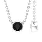 Simple Round Black Onyx Solitaire Necklace in Bezel Setting Black Onyx - ( AAA ) - Quality - Rosec Jewels