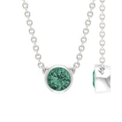 September Birthstone 1/4 CT Genuine Green Sapphire Solitaire Necklace Green Sapphire - ( AAA ) - Quality - Rosec Jewels