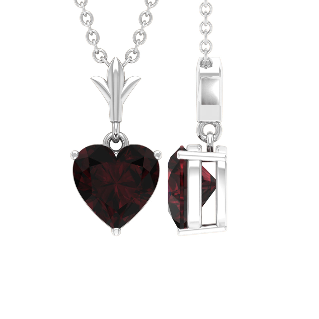 Heart Shape Garnet Solitaire Pendant Necklace Garnet - ( AAA ) - Quality - Rosec Jewels