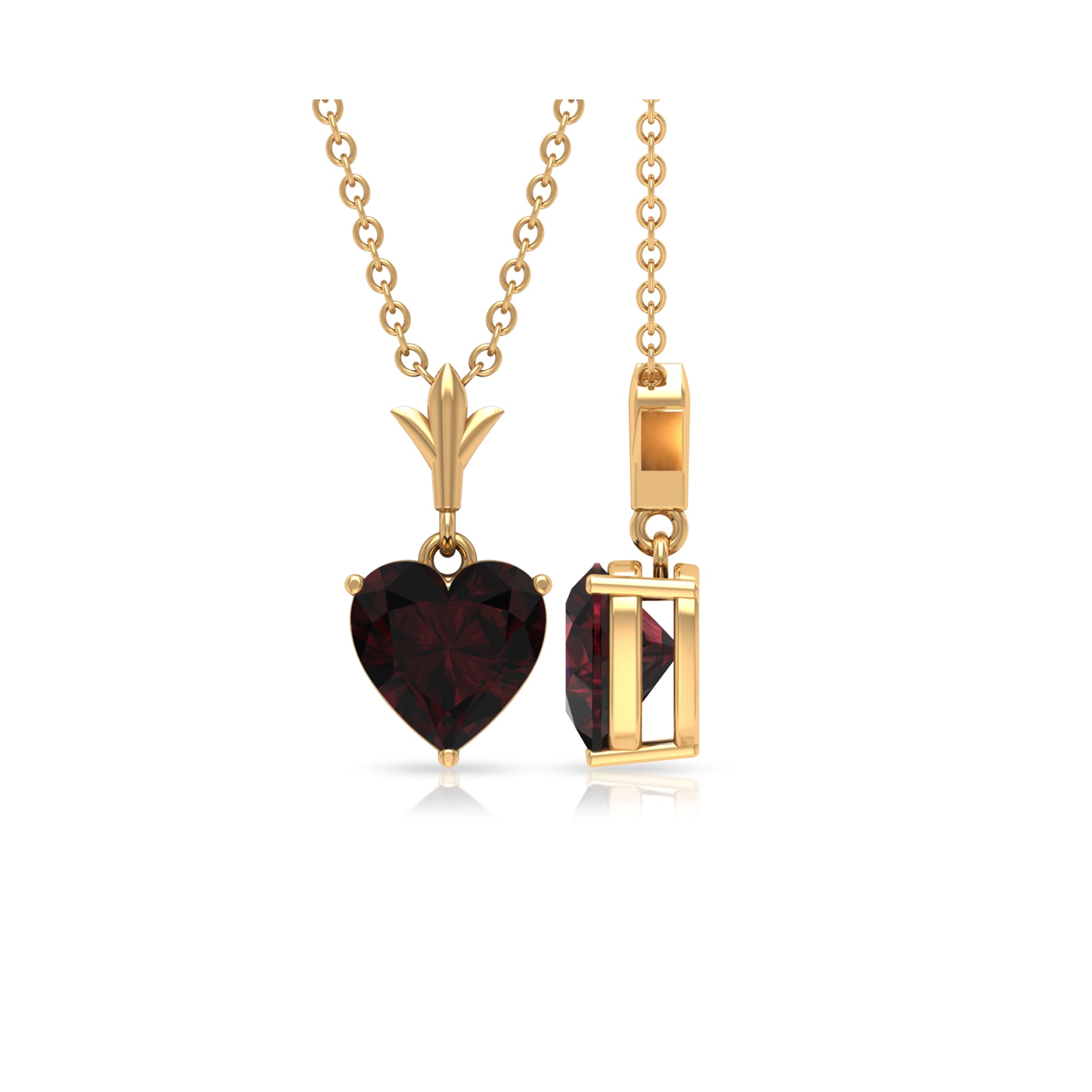 Heart Shape Garnet Solitaire Pendant Necklace Garnet - ( AAA ) - Quality - Rosec Jewels
