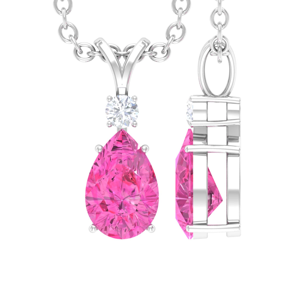 Pink Saphir und Moissanit Teardrop Anhänger
