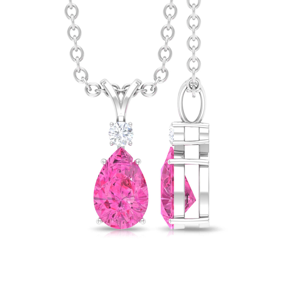 Pink Saphir und Moissanit Teardrop Anhänger