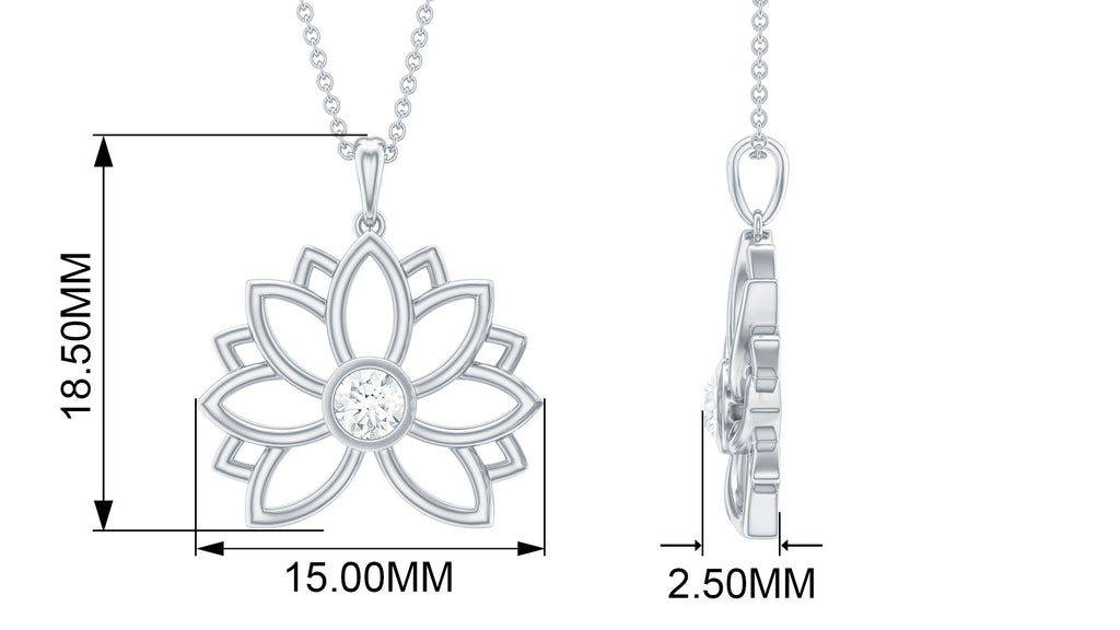 Certified Moissanite Flower Pendant in Bezel Setting Moissanite - ( D-VS1 ) - Color and Clarity - Rosec Jewels